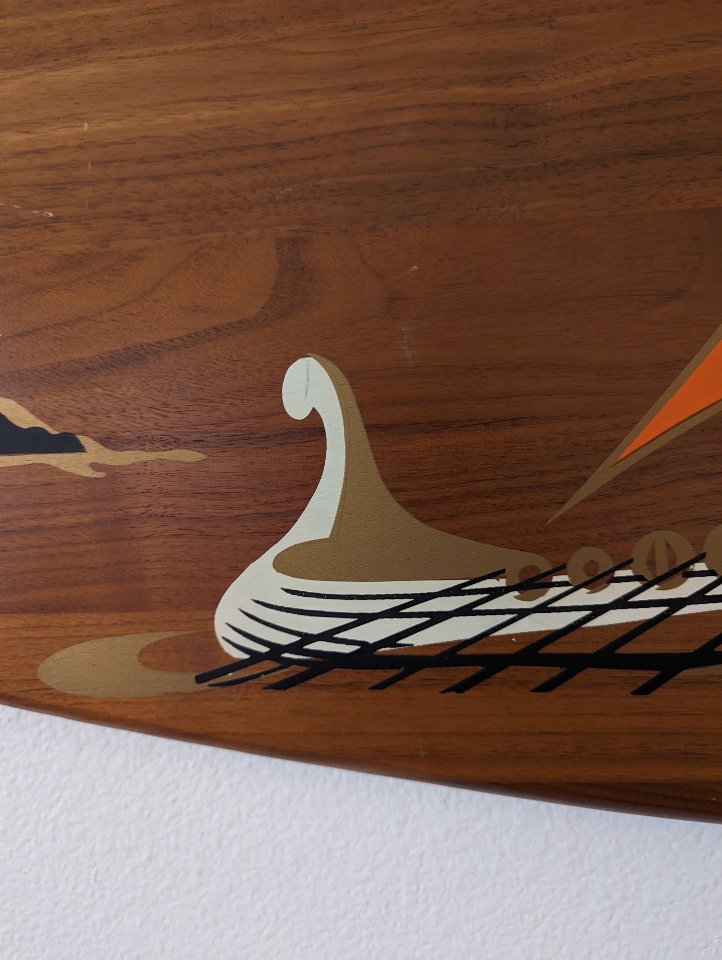 Vintage Mid-Century Teak Viking Nordic Ship Wall Art by Belart