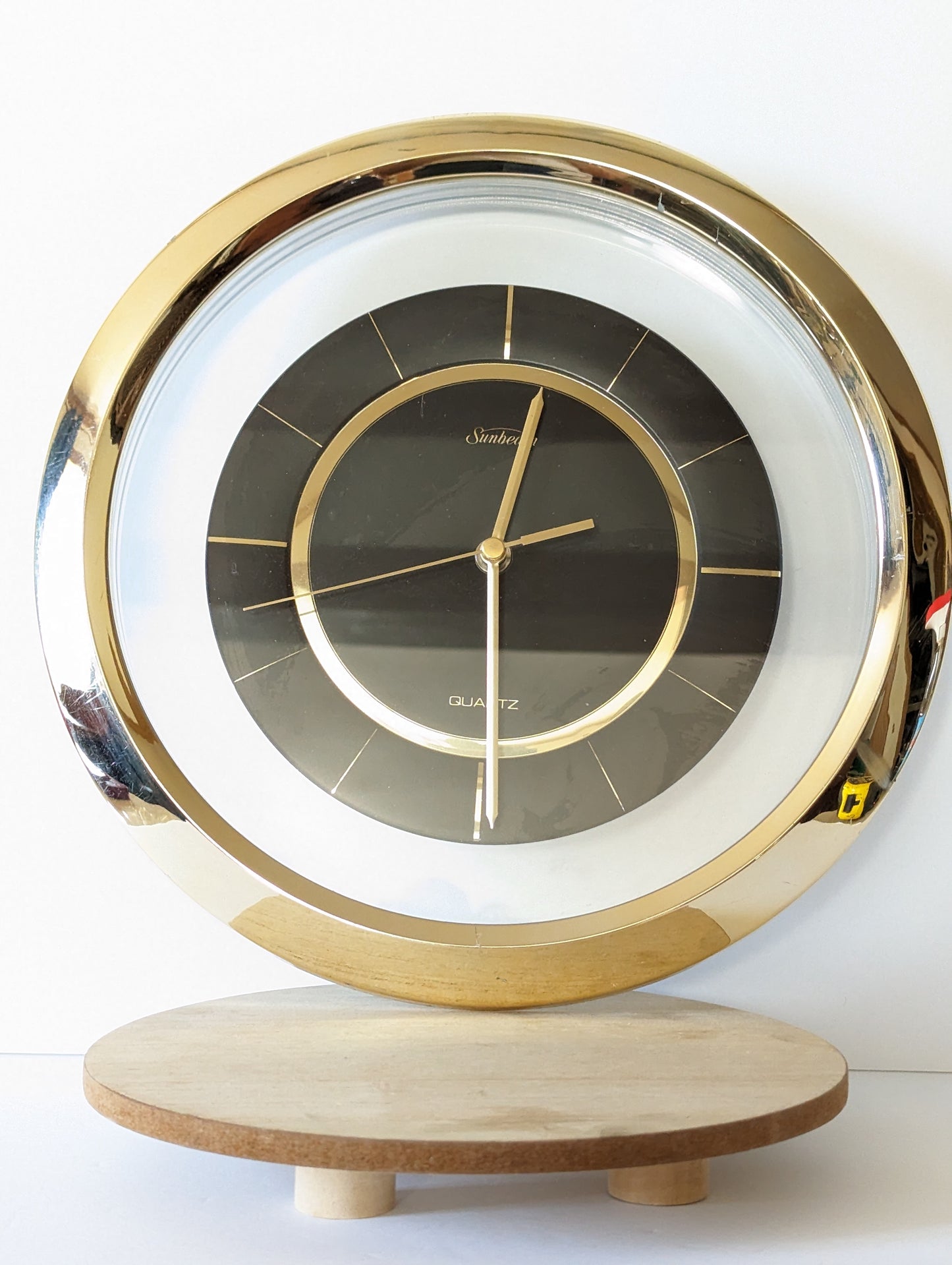 Vintage Sunbeam Wall Clock Brass Gold Black