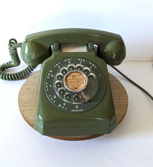 Stomberg Carlson MCM Avocado Green Rotary Telephone Phone