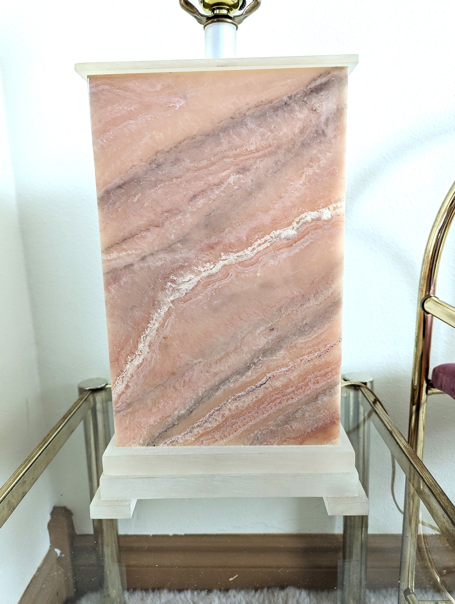 Vintage Frederick Cooper Pink Marble Base with Lucite Base