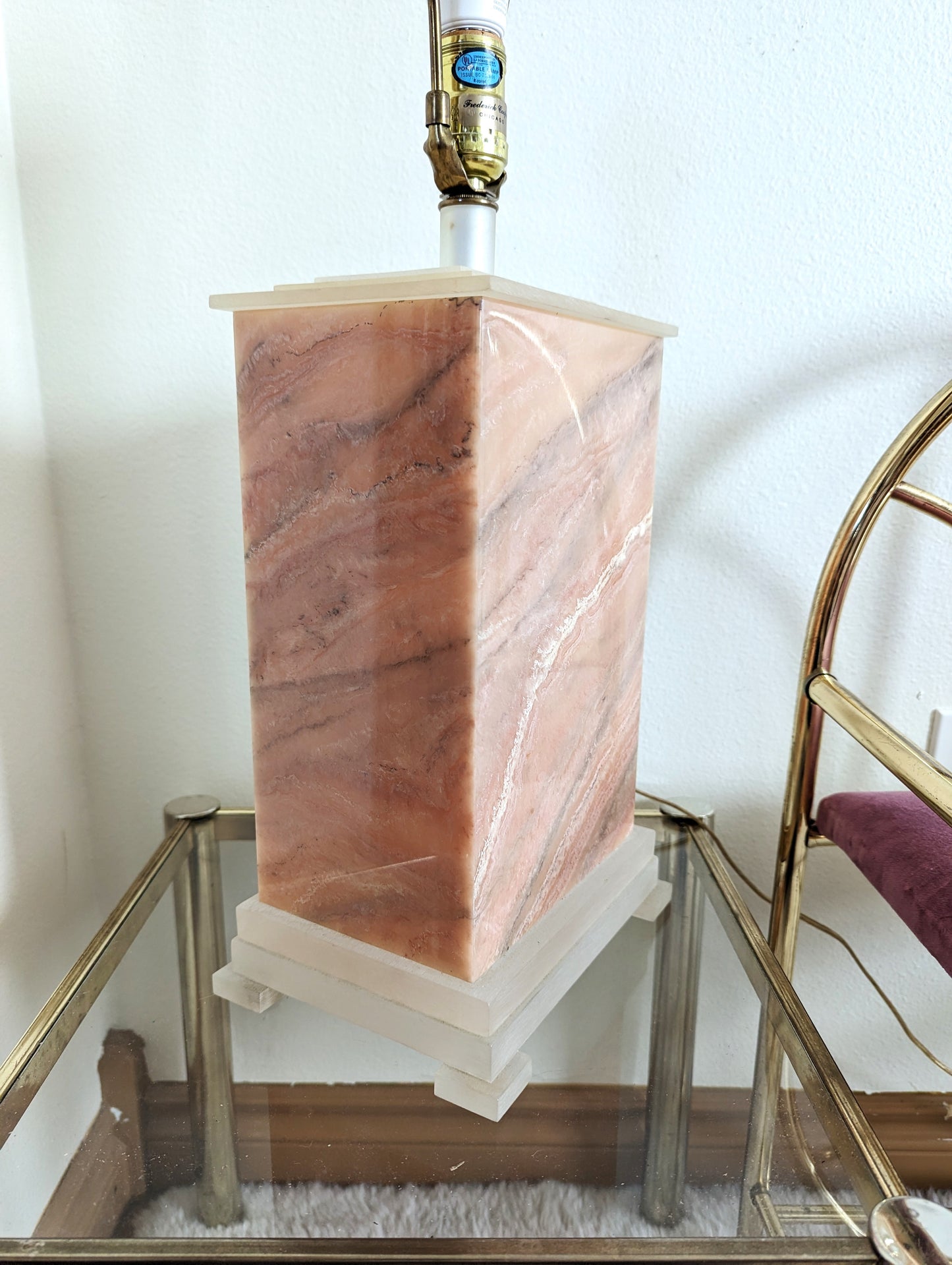 Vintage Frederick Cooper Pink Marble Base with Lucite Base