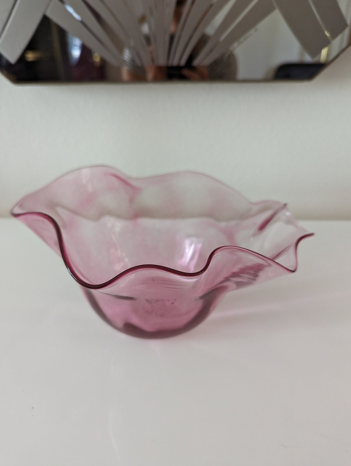 Beautiful Handblown Glass Wave Edge Bowl by Hilltop Artists Tacoma