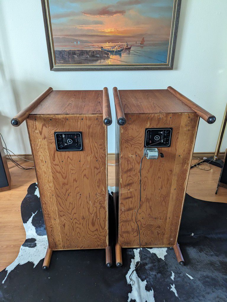 Pair Of Beautiful Solid Teak Speaker / Subwoofer Cabinets w/ JBL LX5's