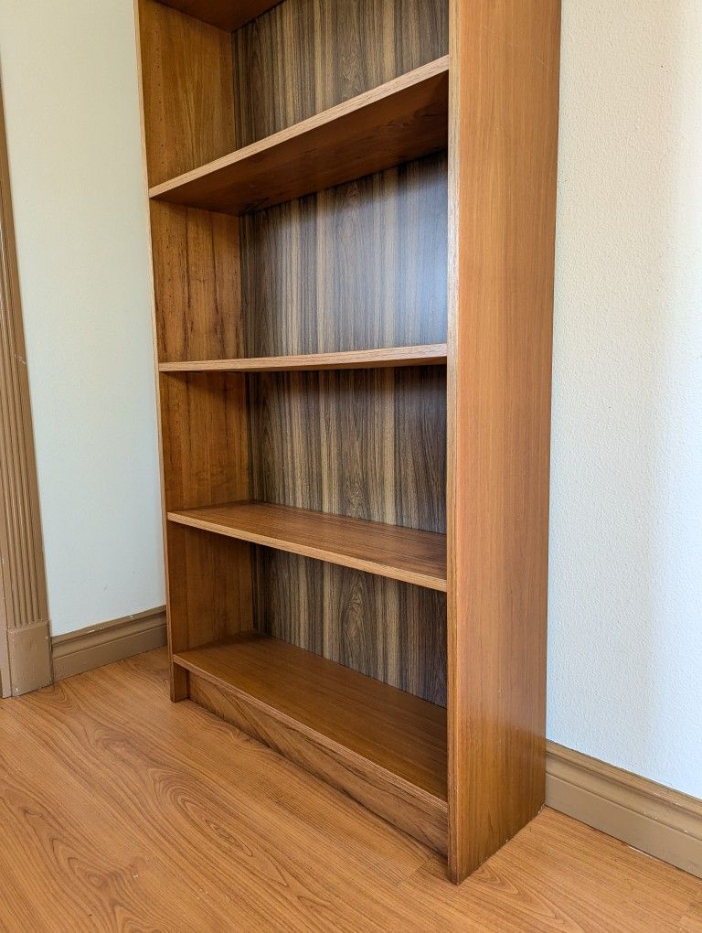 Tall MCM Scandinavian Teak 5 Tiered Bookshelf