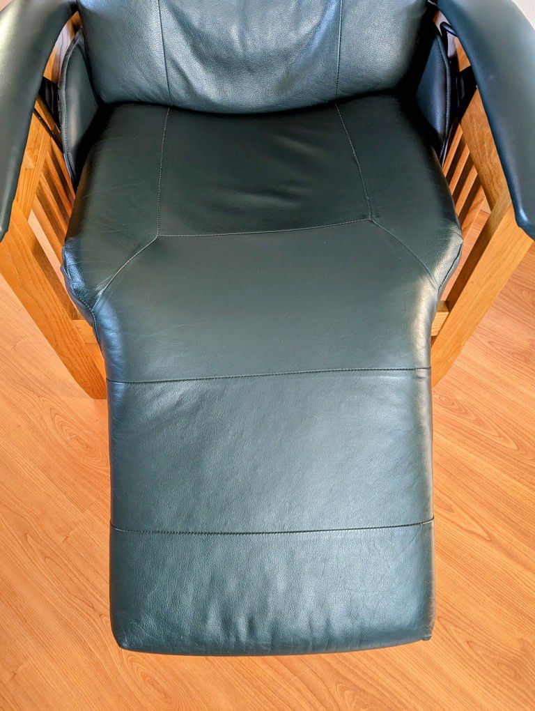 Green Leather Zero Gravity Stressless Lounge Chair