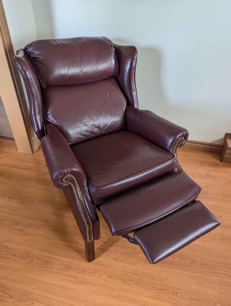 Maroon Leather Presidential Wingback Recliner by Lane