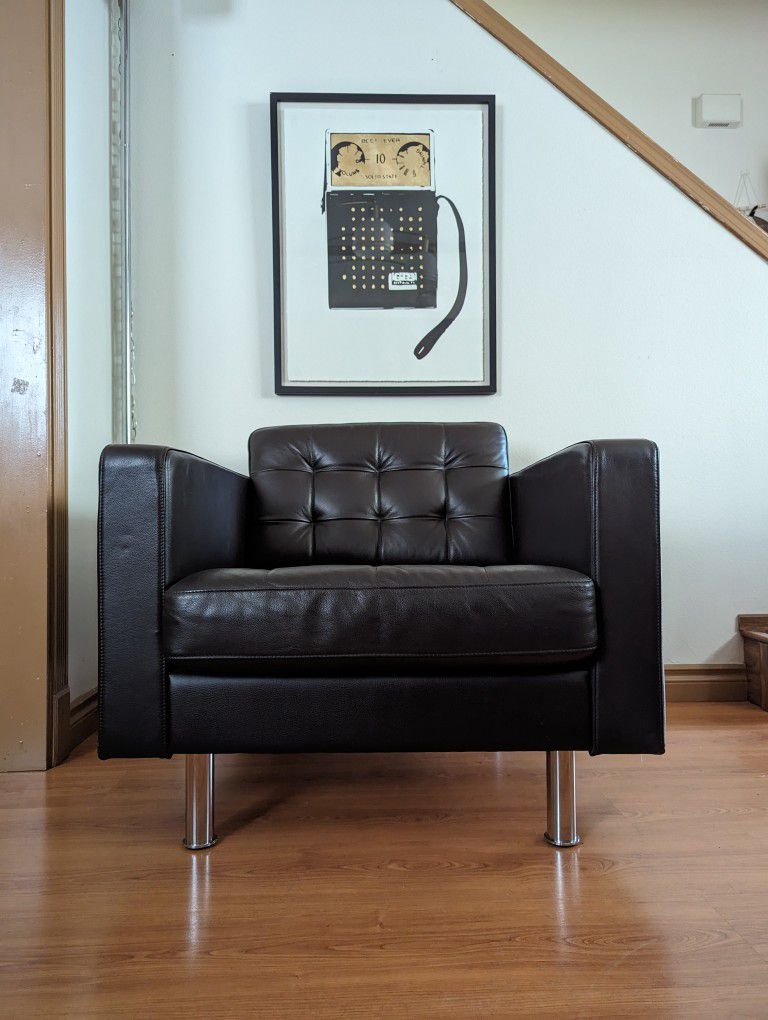 IKEA LANDSKRONA Brown Leather Lounge Club Chair