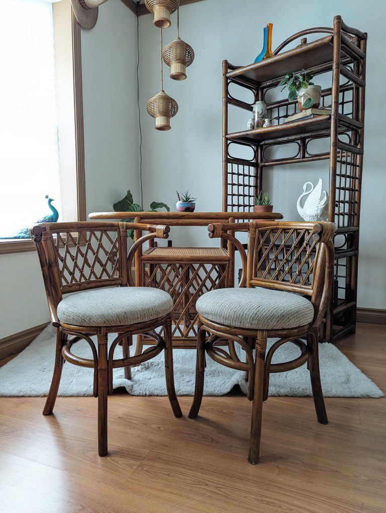 Bamboo & Rattan Boho Honeymoon Breakfast / Dining Table & Chair Set