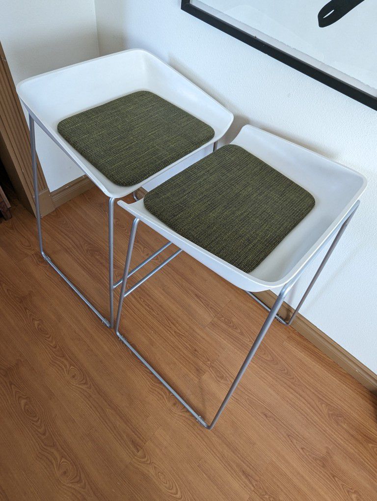 Pair of MCM Style Minimalist Scoop Barstools by Steelcase