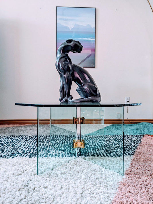 Postmodern Leon Rosen Pace Glass & Brass Little Octagon Coffee Table