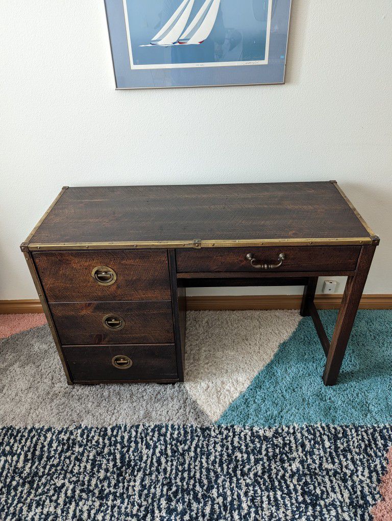 Mid Century Nautical Desk w/ Brass Trim by Bassett