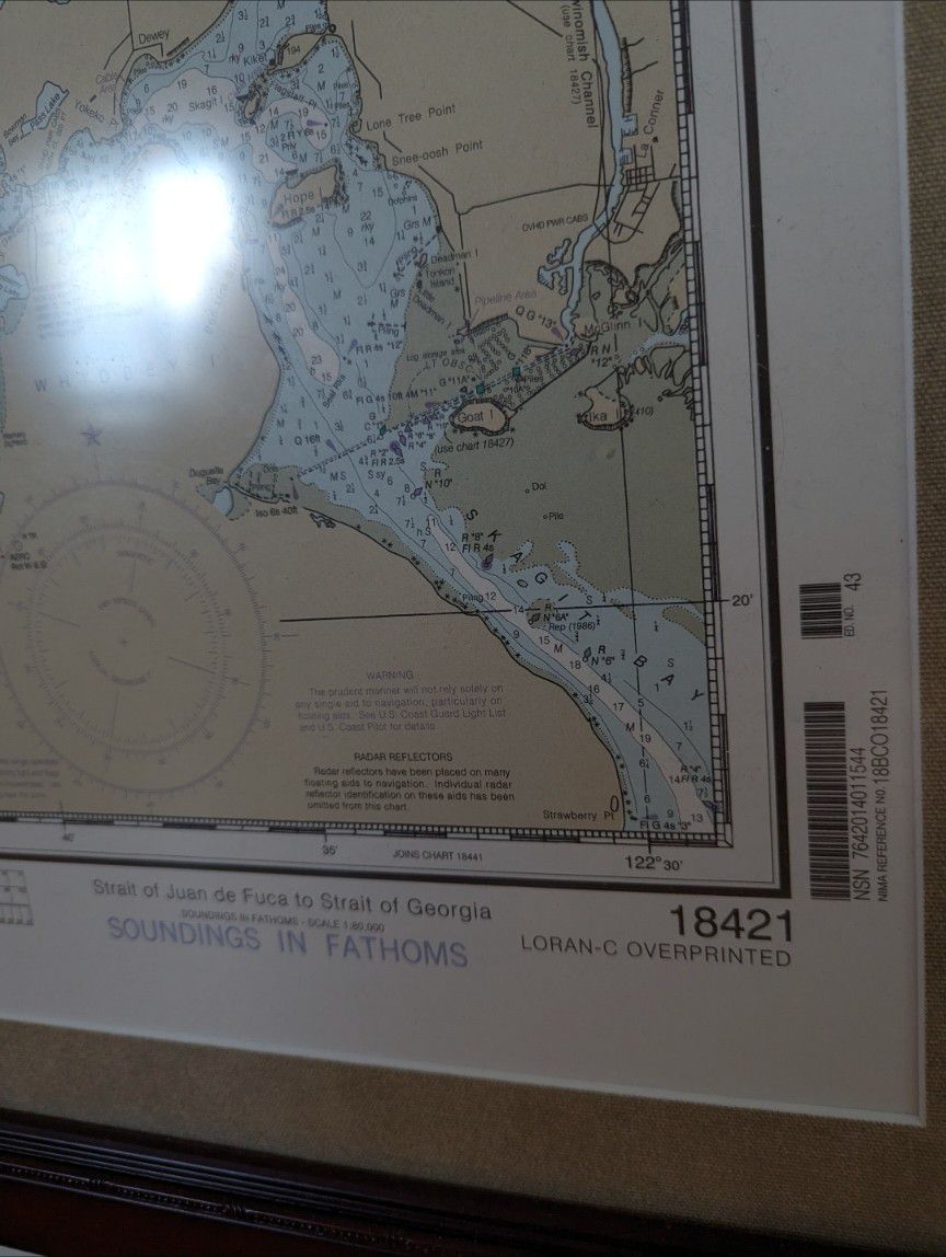 Large Framed San Juan Islands Wall Art NOAA Chart Map