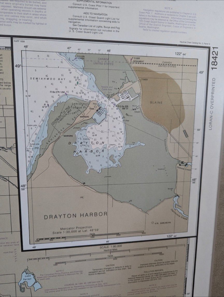 Large Framed San Juan Islands Wall Art NOAA Chart Map