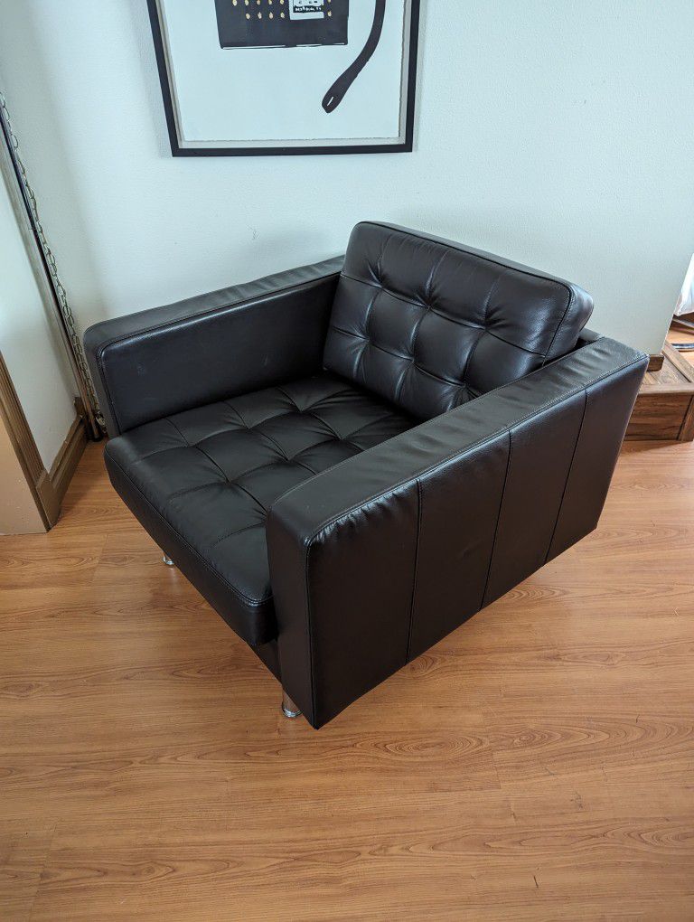 IKEA LANDSKRONA Brown Leather Lounge Club Chair