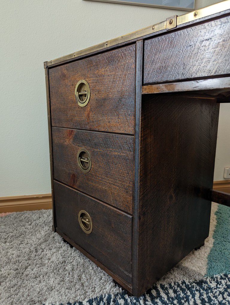 Mid Century Nautical Desk w/ Brass Trim by Bassett