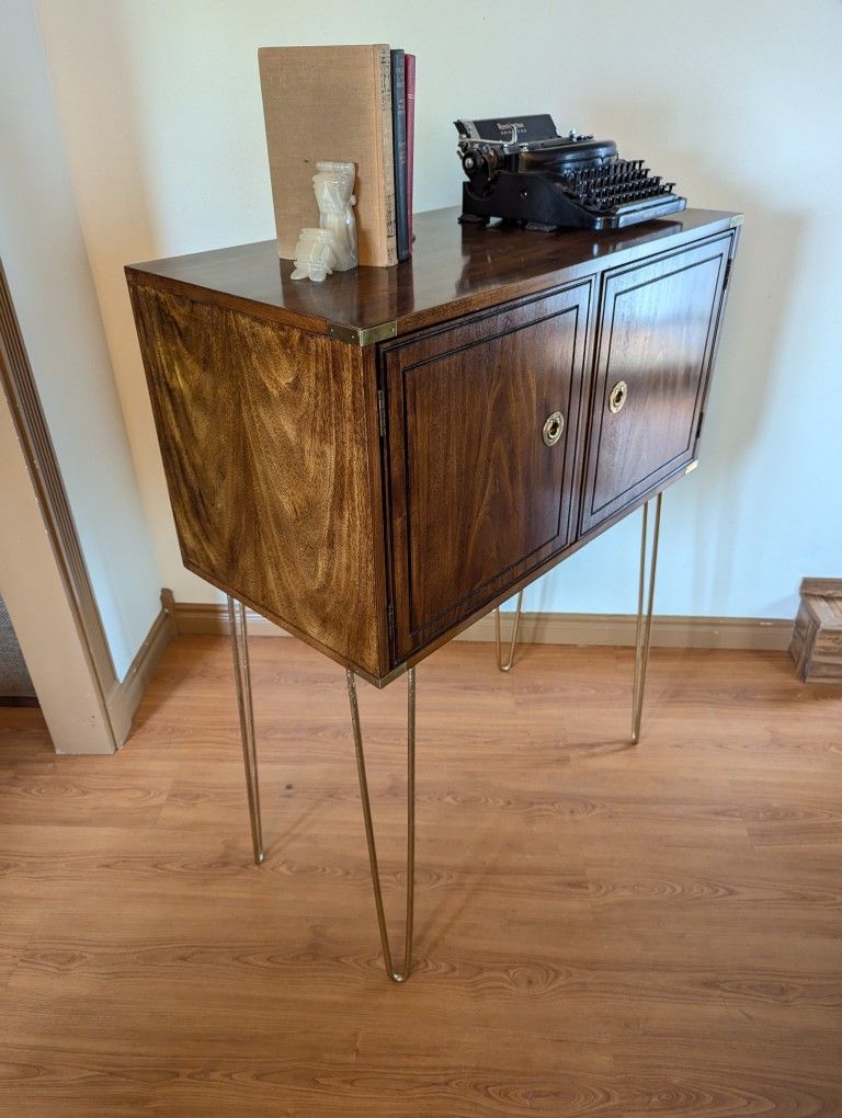 Mid Century Hollywood Recency / Campaign Bar & Record Cabinet by Thomasville