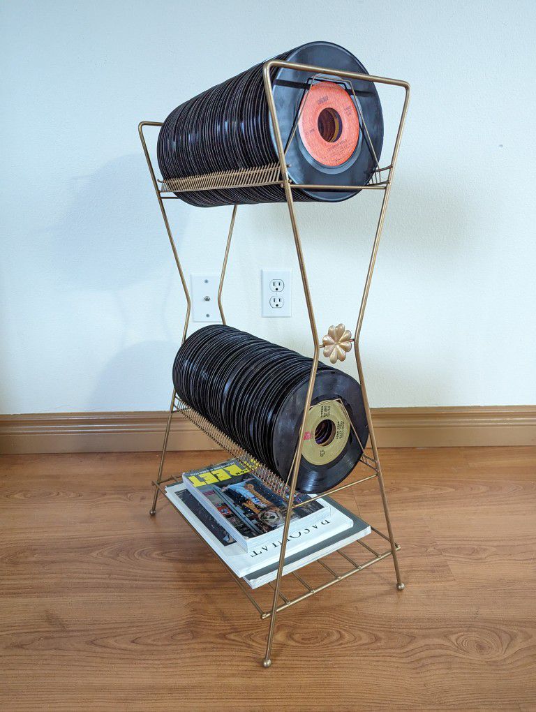 Mid Century Modern Vintage 100 45's Record Holder Display Stand