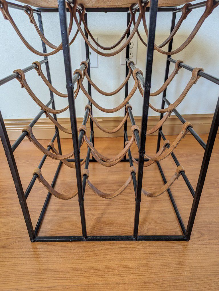 MCM Arthur Umanoff Wrought Iron Wine Bottle Holder Rack End Table