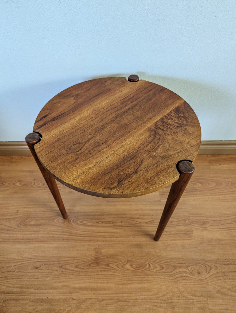 MCM / Danish Modern Floating Solid Walnut Round End Table