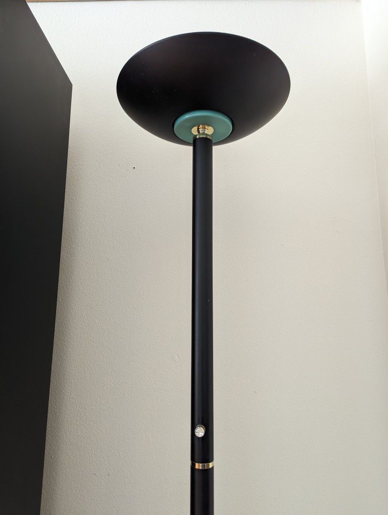 Black & Brass Postmodern Memphis Torch Floor Lamp