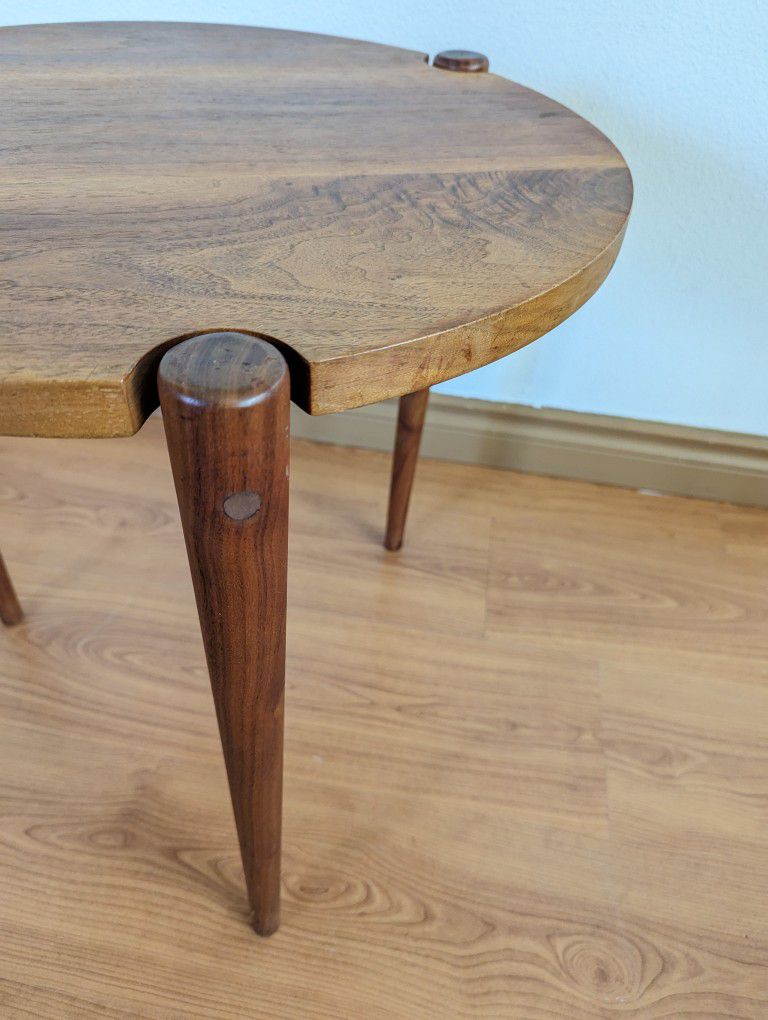 MCM / Danish Modern Floating Solid Walnut Round End Table