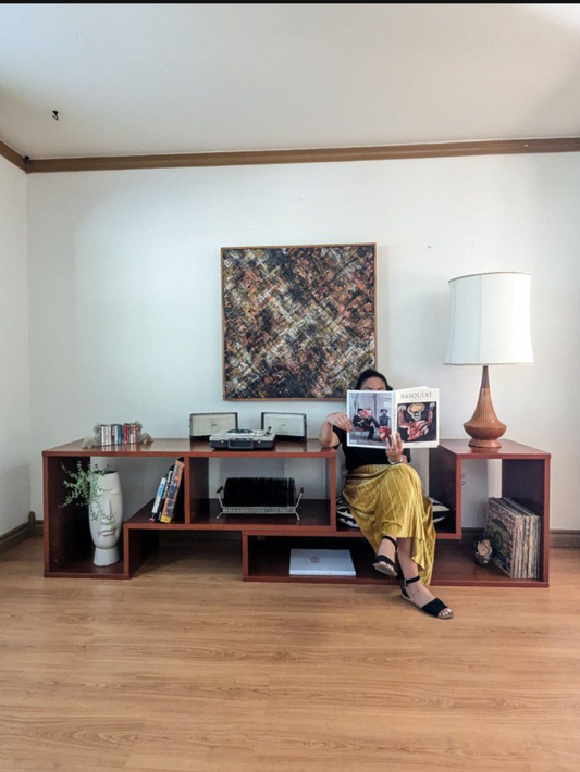 Vintage Danish Modern Teak Modular Shelf / Media Wall Unit / MCM Record Player Stand / Bookshelf