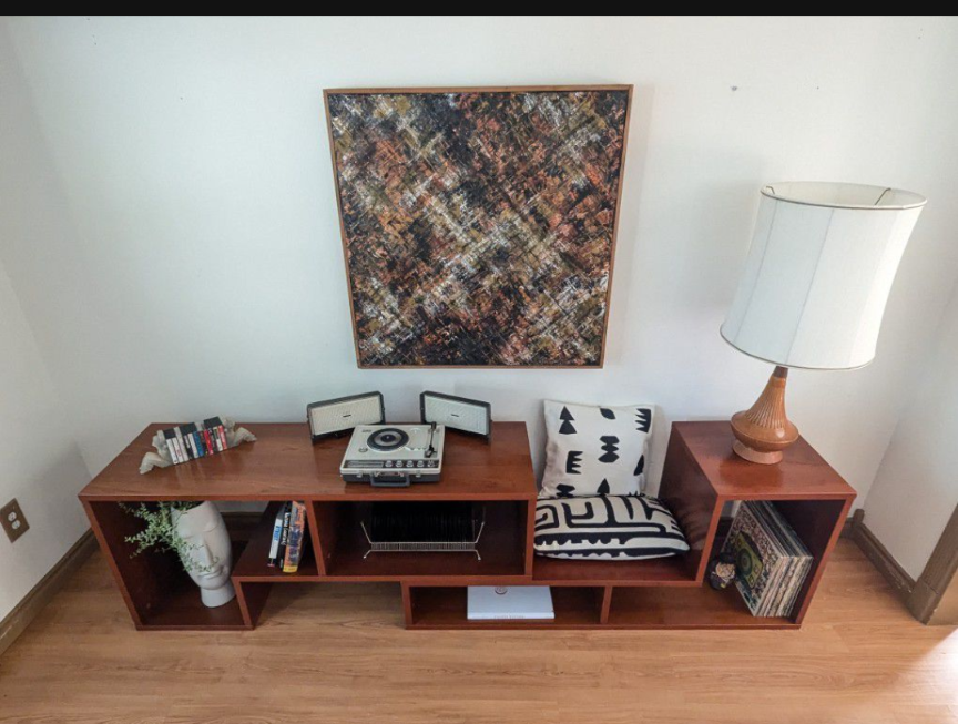 Vintage Danish Modern Teak Modular Shelf / Media Wall Unit / MCM Record Player Stand / Bookshelf