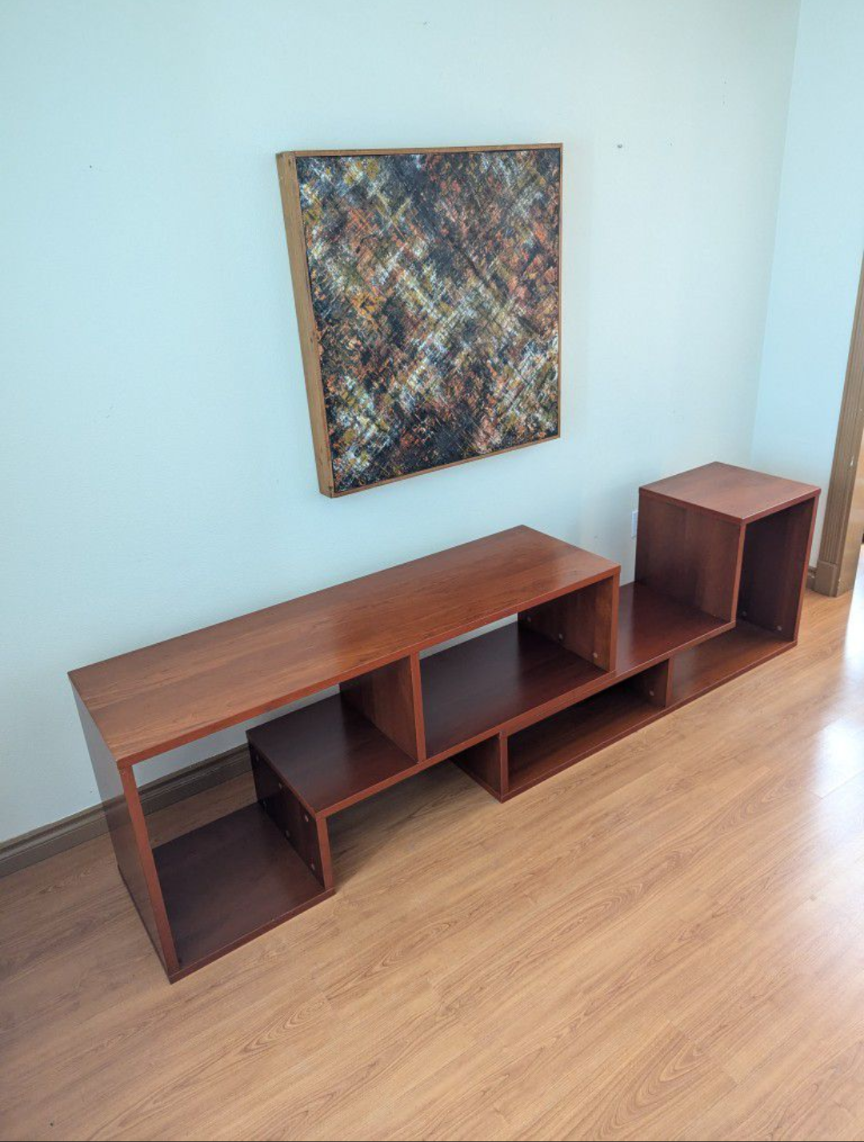 Vintage Danish Modern Teak Modular Shelf / Media Wall Unit / MCM Record Player Stand / Bookshelf