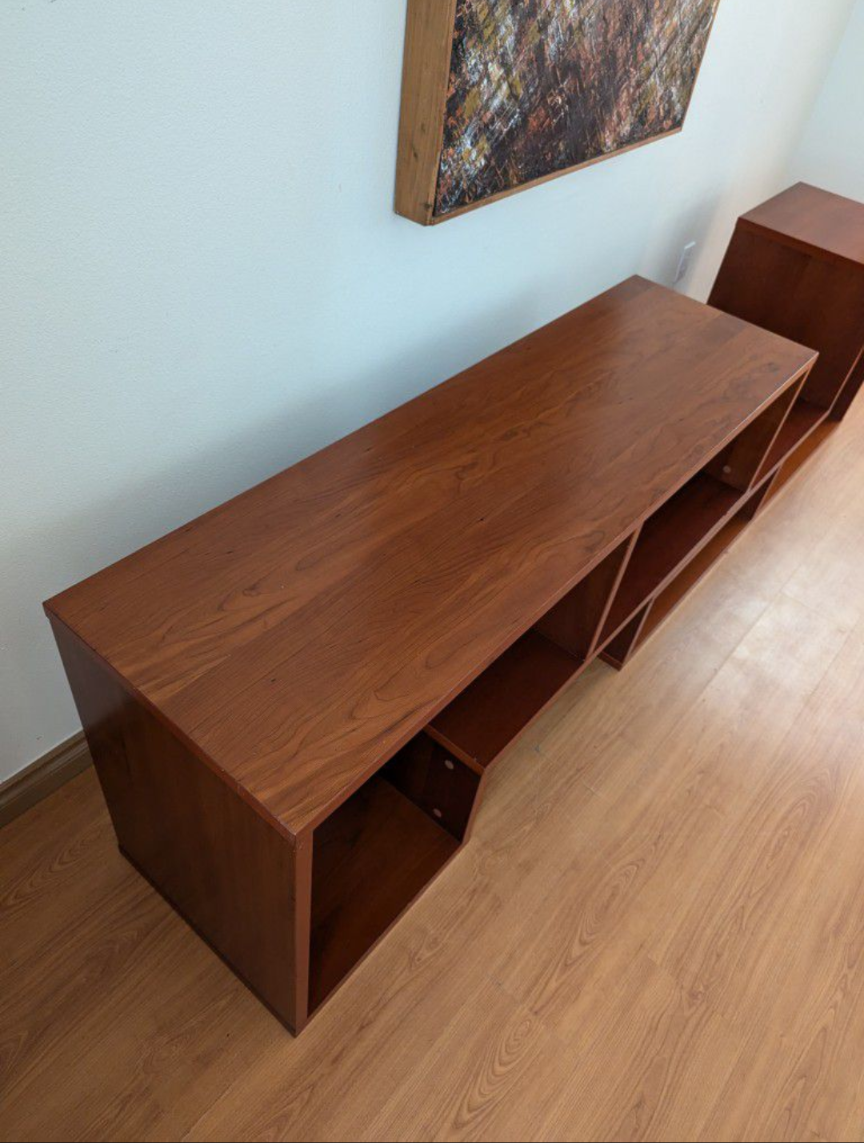 Vintage Danish Modern Teak Modular Shelf / Media Wall Unit / MCM Record Player Stand / Bookshelf